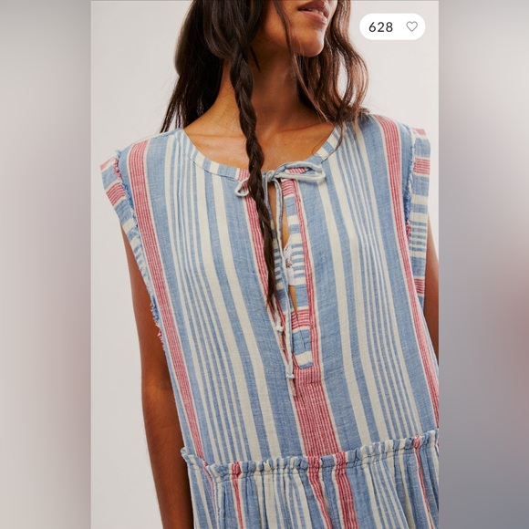 We The Free Surf Stripe Maxi Top size XS Oversized Fit NWT - Picture 4 of 11